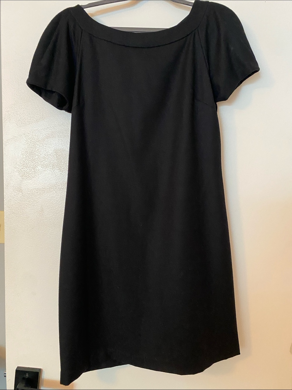 Graham & Spencer Elegant Black Cap Sleeve Mini Dress Wool/Nylon/Silk